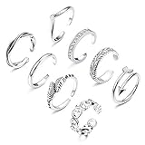 Finrezio 8Pcs Open Toe Rings for Women Girls Adjustable Tail Ring Flower Knot Simple Toe Ring Gifts Jewelry Set