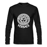 Versace Logo For Men's Printed Long Sleeve Cotton Tshirt Medium Black