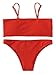 SweatyRocks Women's Sexy Bikini Set Removable Strap Wrap Padding Ribbed Swimwear Set Red L