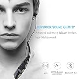 Bluetooth Headphones, Bluenin 970s Wireless Stereo Neckband Retractable Headset Sport Earbuds with Mic( 15 Hours Play Time, Bluetooth 4.1, CVC 6.0 Noise Cancelling) (Jet Black)
