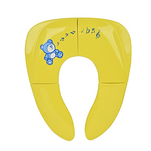 DEDC Travel Potty Seat Folding Potty Seat Portable Potty Seat Toddler Foldable Potties Toilet Training Potty with Carring Bag for Baby Toddler Kids Children Boys Girls ( Yellow )