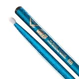 Vater Percussion Color Wrap 5B Drumsticks, Blue Sparkle, Nylon Tip