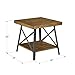 Emerald Home Furnishings Chandler Rustic Wood End Table with Solid Wood Top, Metal Base, and Open Storage Shelf, Pine Brown