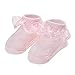 EPEIUS Baby-Girls Eyelet Frilly Lace Socks Infant Girl Princess Ankle Socks White Pink (Pack of 2) 6-12 Months