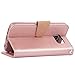 Arae Case Compatible for Samsung Galaxy S6 - [Wrist Strap] Flip Folio [Kickstand Feature] PU leather wallet case with ID&Credit Card Pockets (rosegold)