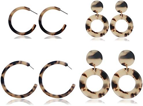 Jindorla 4 Pairs Big Hoop Earrings, 60mm Stainless Steel Hoop Earrings in Gold Plated Rose Gold Plated Silver Black Colors for Women Girls