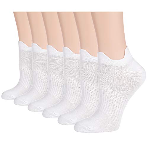 FLYRUN Women's Cotton Ankle Socks Athletic Thin Tab Lightweight Casual Sock 6 Pack