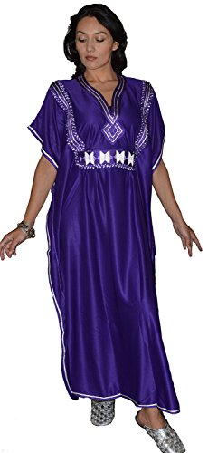 Moroccan Caftans Women Handmade with Embroidery Long Length One Size Beige