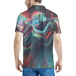 HUGS IDEA Abstract Art Lines Golf Shirts for Men