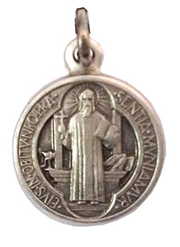 I G J Lot of 5 Saint Benedict Silver Tone Medal - Small Size - Made in Italy - The Patron Saints Medals