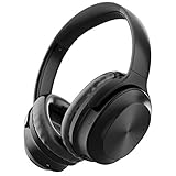 active noise cancelling headphones letscom bluetooth headphones with mic deep bass wireless headphones over ear 25h playtime soft protein earpads for travel work tv pc cellphone black