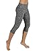ODODOS Power Flex Yoga Capris Pants Tummy Control Workout Running 4 way Stretch Yoga Capris Leggingss With Hidden Pocket,CharcoalHearher,Large