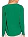 Face N Face Women's Chiffon Sexy Long Sleeve V Neck Zipper Shirt Blouse X-Large Green