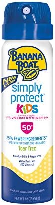 Banana Boat Sunscreen Simply Protect Kids Tear Free, Broad Spectrum Mineral Sunscreen Spray, TSA Approved Size, SPF 50+, 1.8 oz