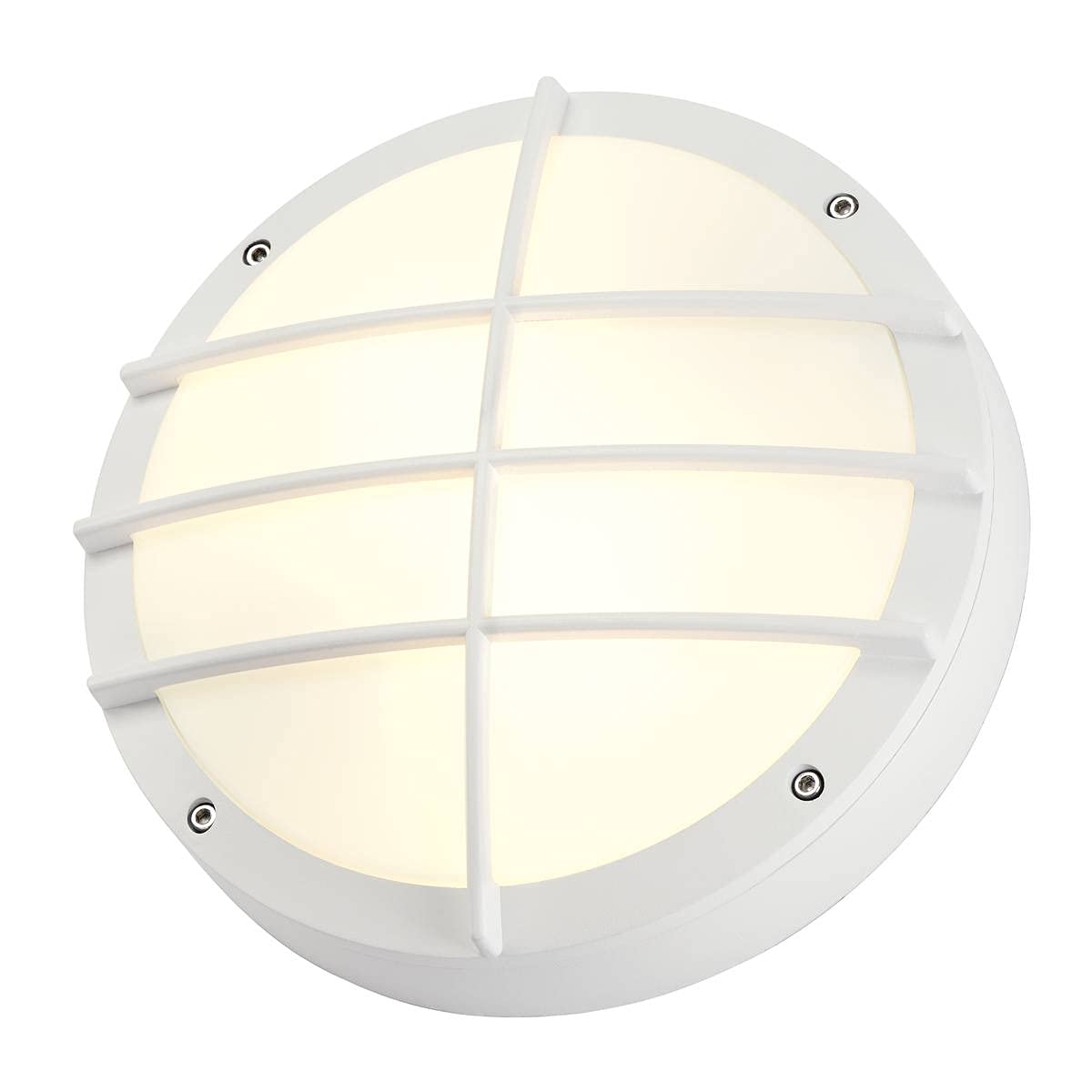 SLV Surface-Mounted Wall and Ceiling Light Bulan Grid/Illumination for Walls, Paths, entrances, LED Outdoor spot, Surface-Mounted Outdoor Light, Garden lamp, Ceiling spot / E27 IP44 25W White
