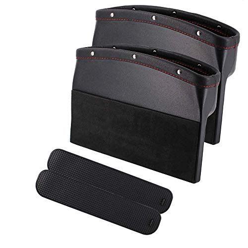 image for Litomor Car Seat Pockets PU Leather Car Console Side Organizer Seat Ga