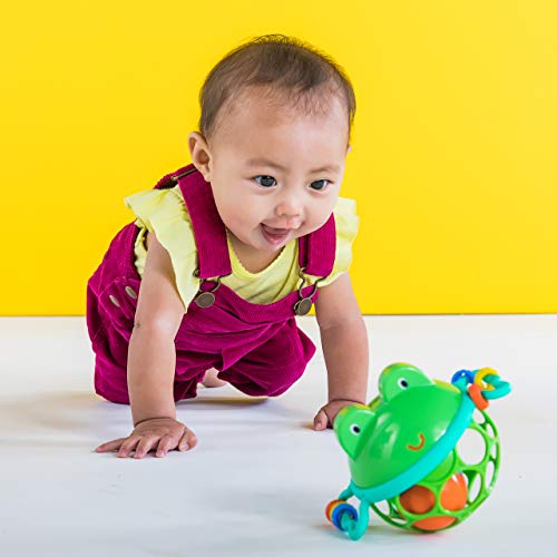 Bright Starts Oball Easy Grasp Jingle & Shake Pal Infant Toy, BPA-Free Green Frog Rattle, Age Newborn and up