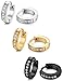 FIBO STEEL 13MM Stainless Steel Small Hoop Earrings for Men Women Huggie Earrings CZ Inlaid
