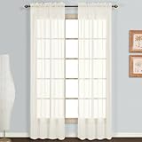 United Curtain Monte Carlo Sheer Window Curtain Panel, 59 by 108-Inch, Egg, Set of 2