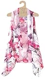 Alora Accents Sheer Designer Vest, Pink & Gray Rose