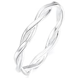 INBLUE Women's 925 Sterling Silver Band Ring Silver Tone Couple Wedding Promise