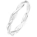 INBLUE Women's 925 Sterling Silver Band Ring Silver Tone Couple Wedding Promise Size11