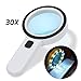 Magnifying Glass with Light, Gemwon Large 30X Lighted Magnifier, Handheld & LED Illuminated, Premium Magnify Glass for Reading, Jewelry, Fire Starting, Macular Degeneration