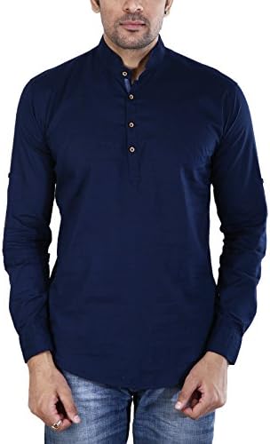 Men's Full Sleeves Short Length Black Kurta