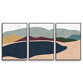 3 Piece Framed Canvas Wall Art Abstract Mountain Canvas Prints Home Artwork Decoration for Living Room,Bedroom - 16"x24"x3 Panels