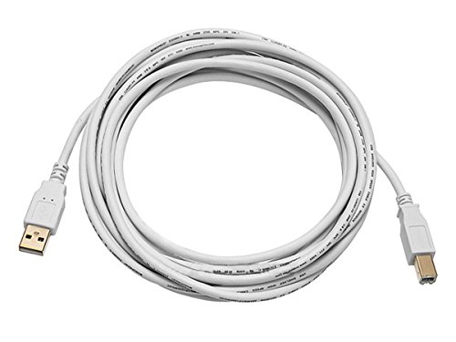 Monoprice 15-Feet USB 2.0 A Male to B Male 28/24AWG Cable (Gold Plated), White (108618)