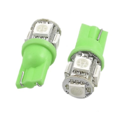 2 Pcs T10 W5W Green 5 5050 SMD LED Side Light Bulbs Replacement for Car