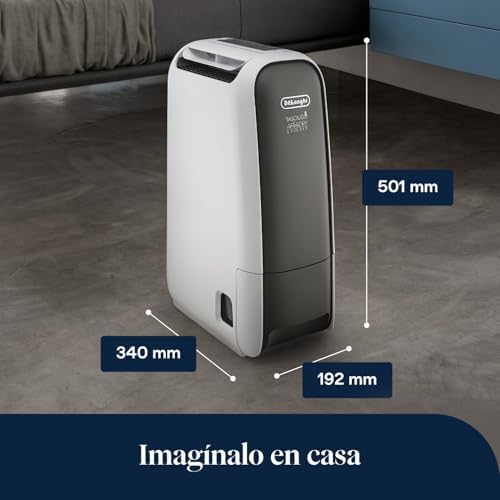 De'longhi tasciugo ariadry light dns65 desumidificador ionizante, tanque de 2,8 l, capacidade de extração de 6 l/d, filtro de poeira, função de secagem de roupas, silencioso, compacto, branco