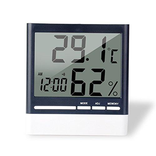 ALLESCOOL Innen Thermometer Hygrometer, Digitales Thermo-Hygrometer mit Großer LCD Bildschirm für Hause, Lager, Büro, Autos und Weinkeller