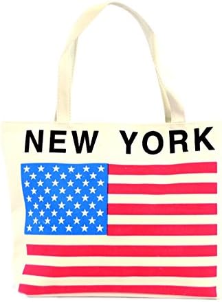 LSW New York American Flag Canvas Shoulder Tote Bag
