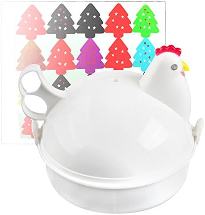 Jree Ash Microwave Egg Cooker, Plastic Egg Steamer with 4 Eggs Capacity, Functional Utility Kitchen Gadgets to Cook Soft and Hard Boiled Egg, Chicken Shape, White