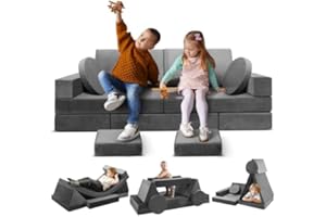 MYSTER LOCOMO Modular Kids Play Couch 18pcs Toddler Floor Sofa, Sectional Couch for Children Bedroom and Playroom Furniture for Playing, Creativing, Convertible Foam and Floor Cushion for Boys and Girls