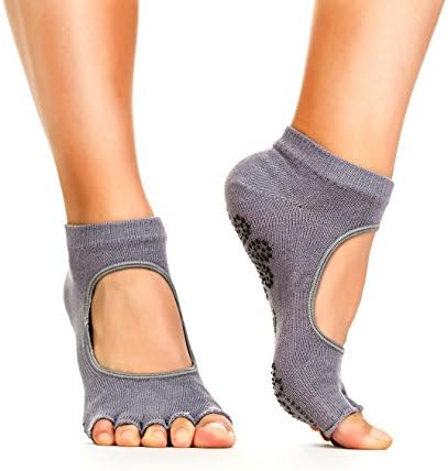 Yoga Socks - Non Slip, Non Skid, Slip Resistant Toeless Grip Sock for Women &amp; Men Doing Yoga and Pilates - Grey Small
