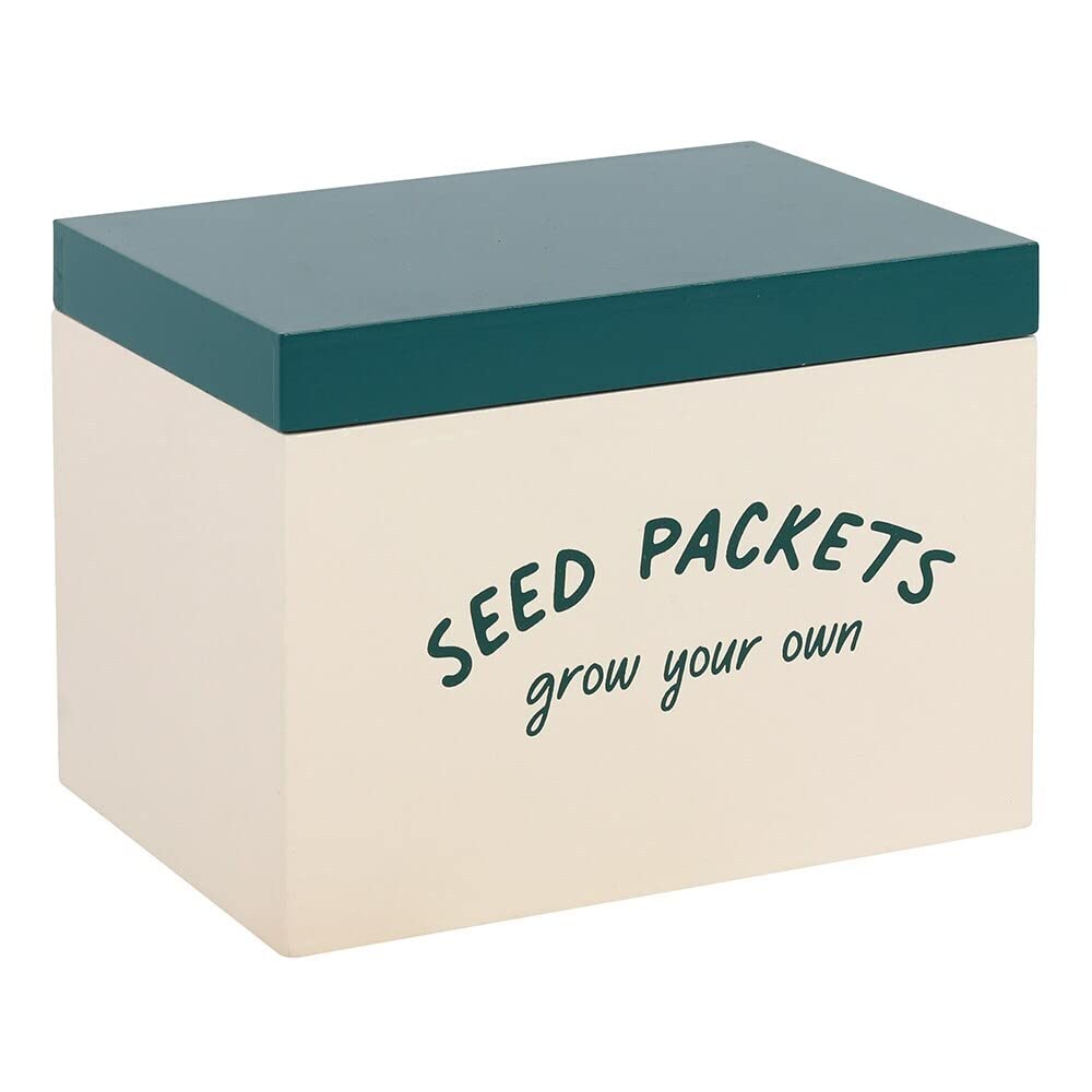 Stunning Green & White MDF Seed Packet Storage Box -13cm x 17cm (1 Pc.) - Stylish Box - Organize & Protect Your Seeds - Perfect for Garden Enthusiasts
