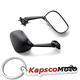 Krator Yamaha YZF R6 Black OEM Style Racing Mirrors - Left & Right (2008-2012) + KapscoMoto Keychain