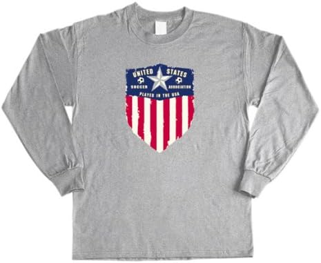 USA Soccer Long Sleeve Dark Ash T Shirt, Adult Med