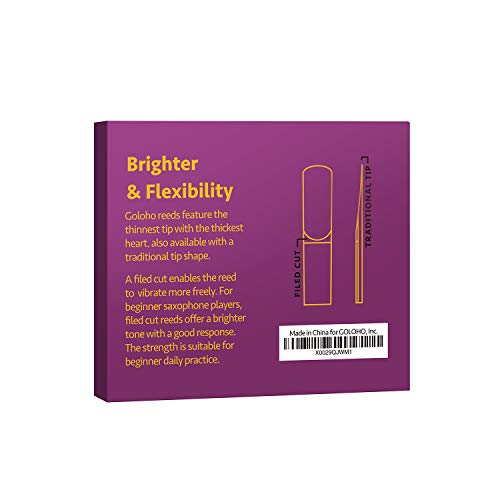GOLOHO Alto Saxophone Reeds for Alto Sax Strength 2.5, Filed Cut, Box of 10