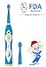 Kids Electric Toothbrush Sonic Toothbrush for Kids, Rechargeable Power Toothbrush Brush Head Replaceable,IPX7 waterproof with Music, Bristles 0.12mm