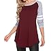 COSYOU New Fashion Women Casual Long Sleeve Base Ball Long T-Shirt Blouse (XL, Wine Red)