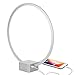 Brightech Circle LED Nightstand Lamp with USB Port – Compact Bed Stand Lamp for Bedroom, Living Room - Modern Asian Table & Desk Lamp on Side & End Tables - Titanium Sliver