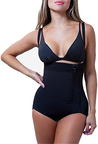 Willsin7so Plus Size Hot Latex Women's Body Shaper Post Liposuction Girdle Clip and Zip Bodysuit Vest Waist Shapewear Black M