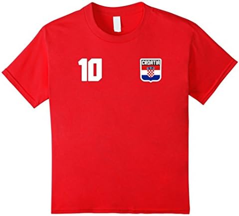 unisex-child CROATIA T-shirt Hrvatska Croatian Tee Retro Soccer Football 4 Red