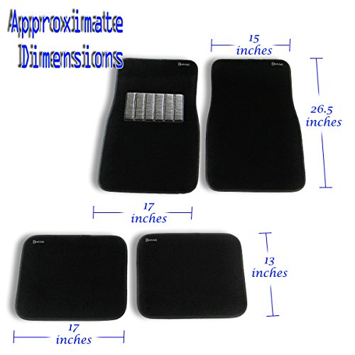 Zento Deals 4-Piece Carpet Vehicle Floor Mats Premium Quality Classic Car Full Carpet Black Heavy Duty for Driver Passenger and Rear Seats All Weather