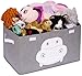 QUOKKA Hippo Toy Storage Box for Boys and Girls - 16x12x10 Toy Chest Organizer for Kids - | Collapsible | Handles | Flip-Top Lids | - Fabric Foldable Bin for Playroom - Nursery Room Organization
