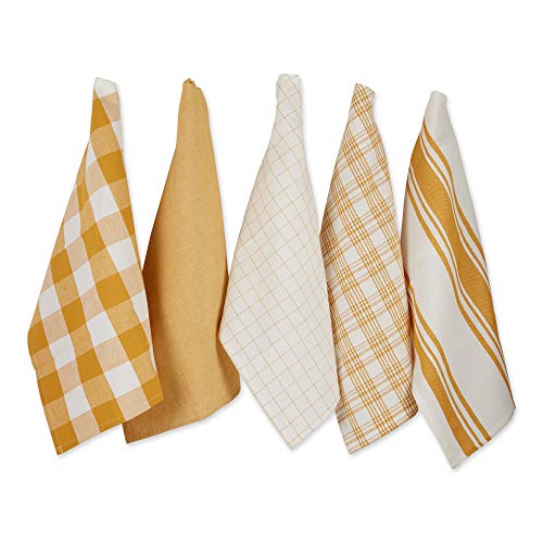 DII Large Woven Cotton Dishtowel/Tea Towel Set, Honey Gold, 18x28