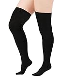 Zando Women Plus Size Thigh High Stockings Thin Over the Knee Tube Socks Long Sport Tights Striped Leg Warmers Sock
